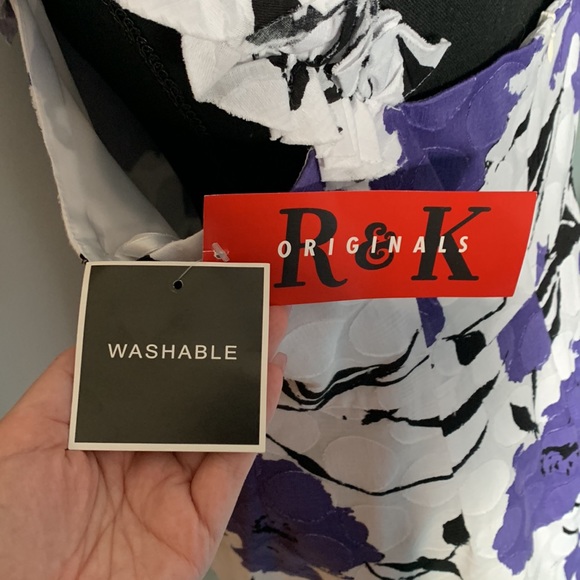 R&K Originals White/Blue/Purple Floral Ruffle Dress - NWT - Picture 9 of 12